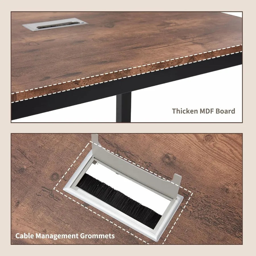 6.5FT Conference Table 78.7 inch Rectangle Meeting Semir Table for 68 People Modern Industrial Computer Desk with Spacious Des