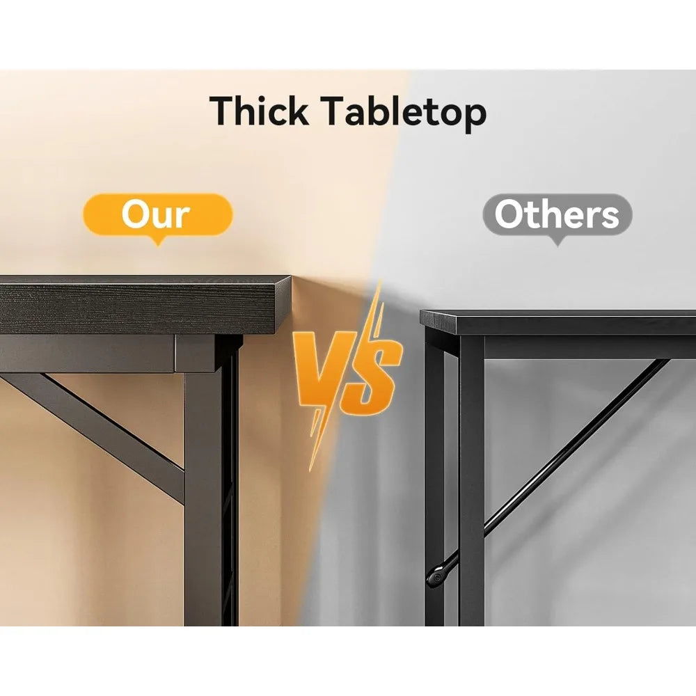 71 Inch Executive Desk with USB Ports, Computer Office Desk, Large Mordern Writing Table, Workstation Business Furniture for Ho