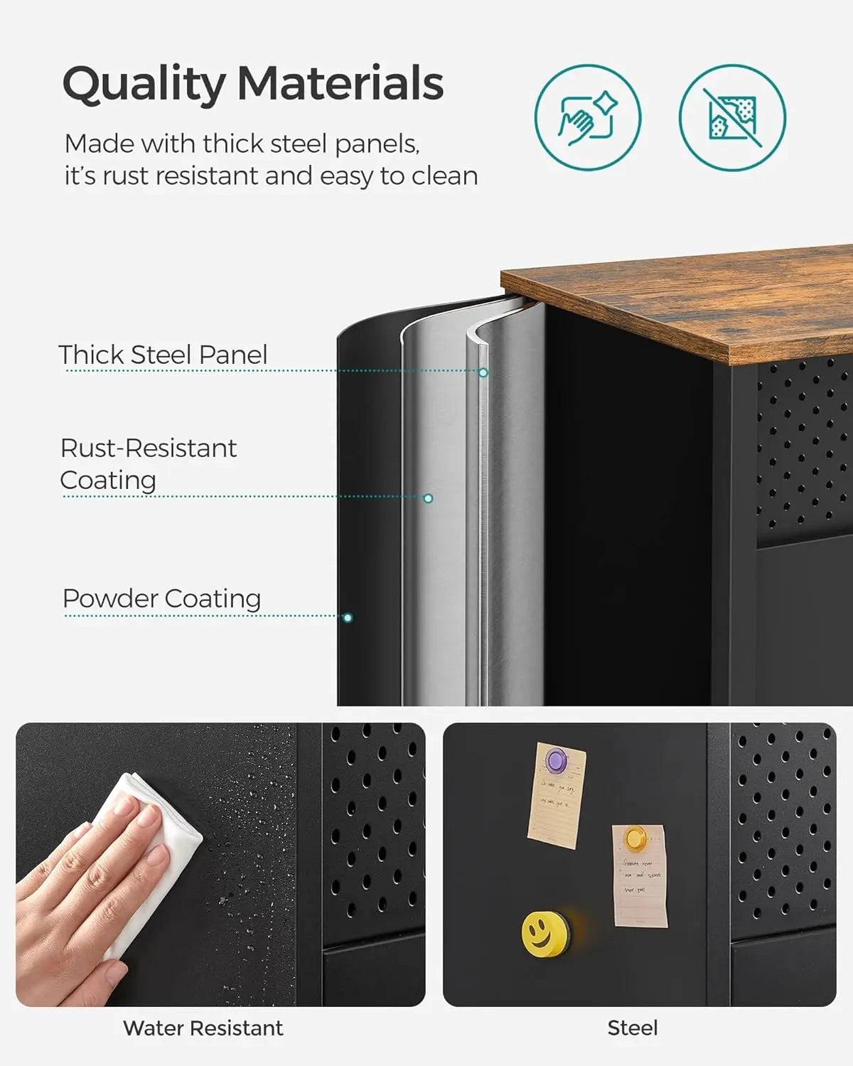 Storage Cabinet, Metal Cabinet, Sideboard with 2 Doors, 15.7 x 31.5 x 29.9 Inches,Magnetic Closure,Adjustable Shelf, Steel Frame