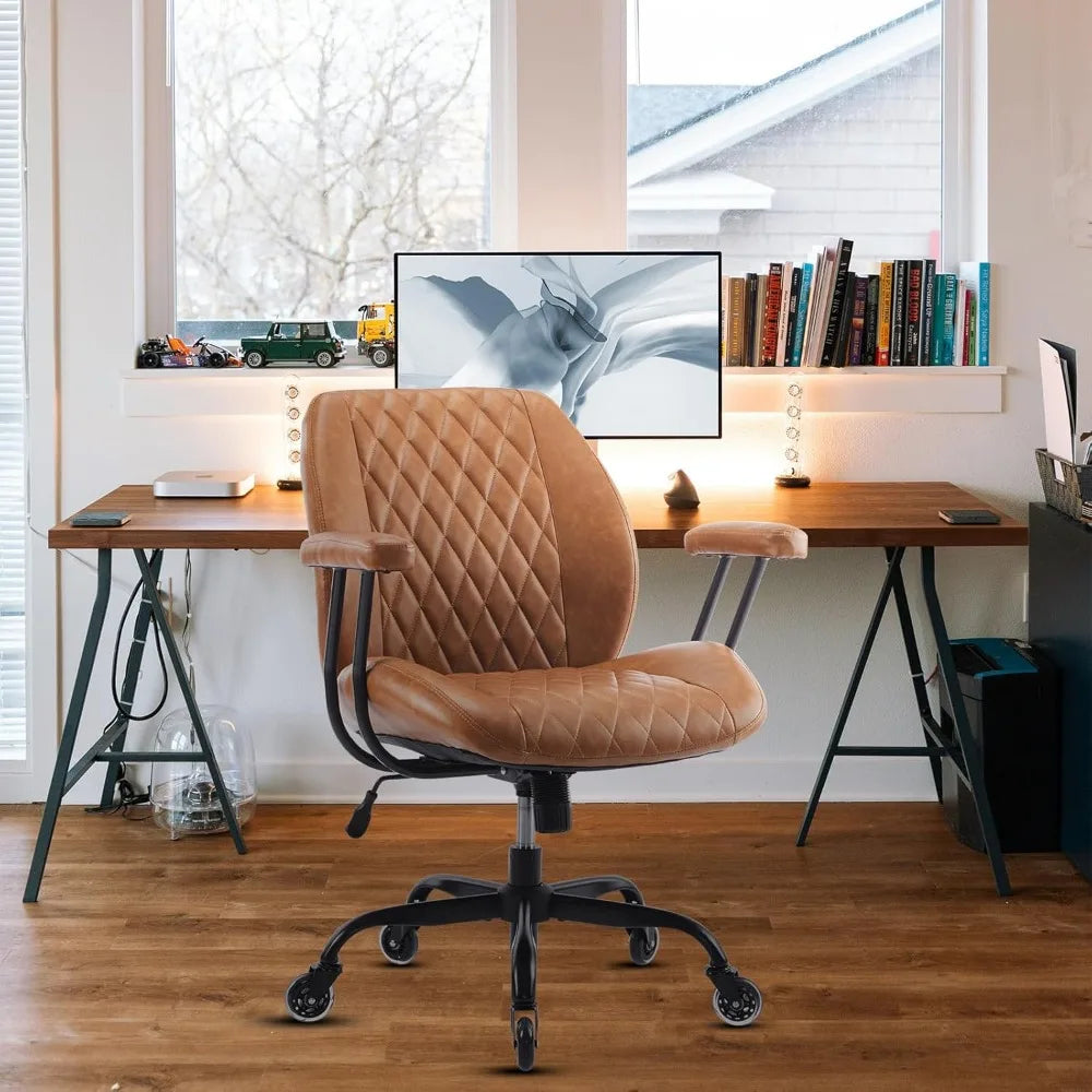 Home Office Desk Chair Office Rubber Casters Ergonomic Computer Chair with Lumbar Support Adjustable Height Rolling Swivel Execu