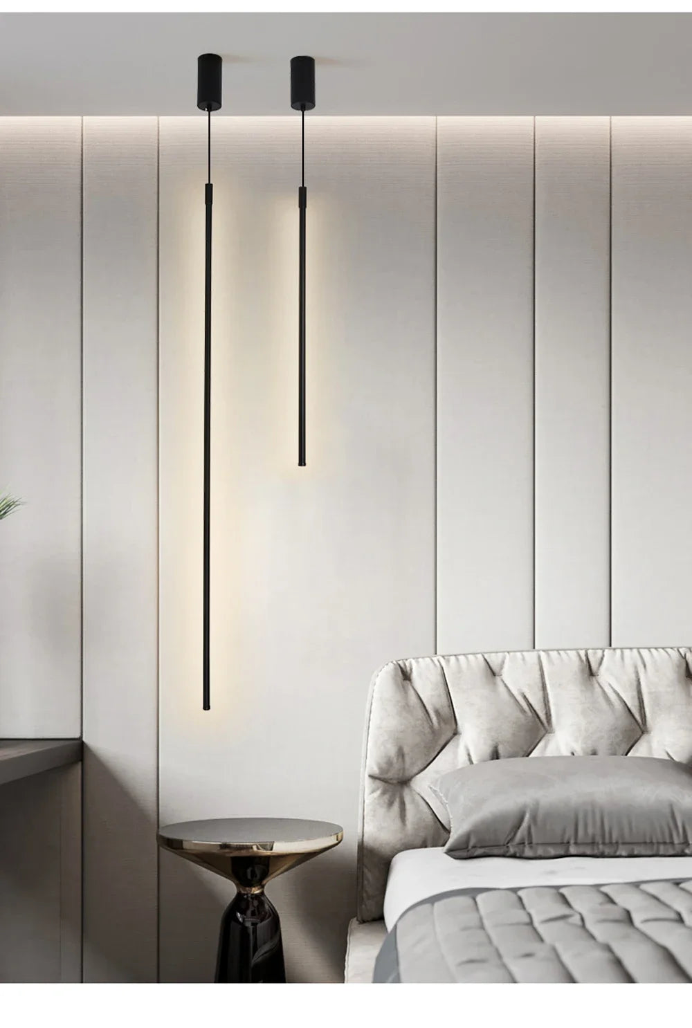 Modern LED Long Pendant Lights for Bedroom/Office  Hanging Lamp Background Chandeliers Design Line Lighting Fixtures