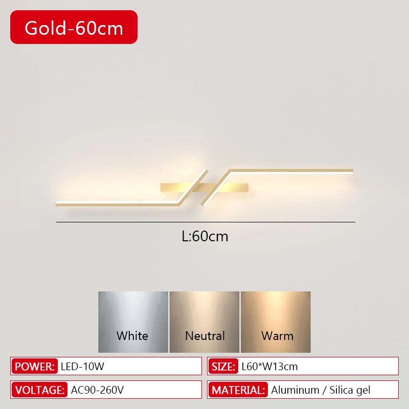 Modern LED Wall Lamp Minimalist Led 13W-18W Light Bedroom Bedside Long Strip Wall Sconces