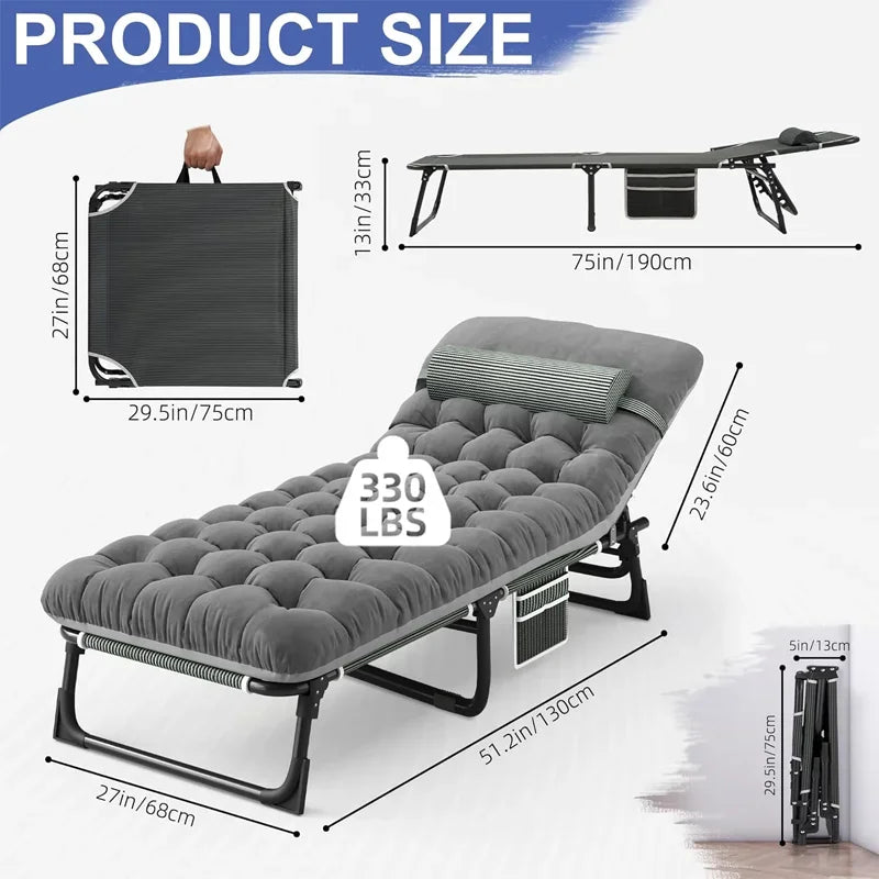Cot Chair with Mattress, 4-Position Folding