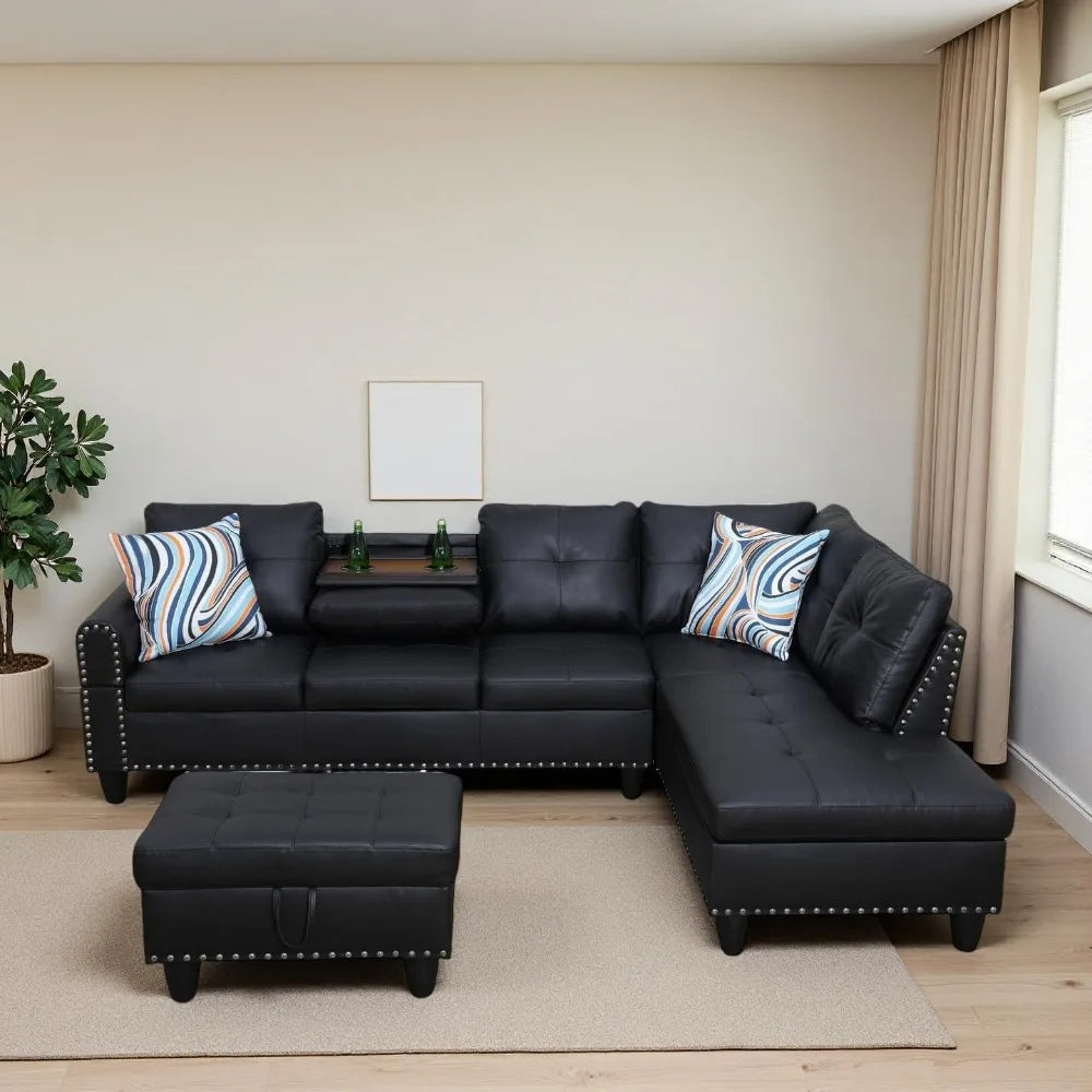 83" sofa in a box, no assembly, modern 3-seater sofa couch with 2 matching pillows & corduroy fabric & side storage pockets