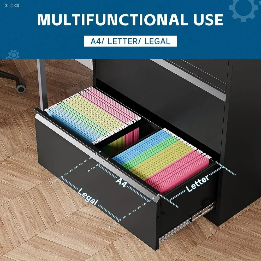 2-Drawer Metal File Cabinet, Lateral Vertical Filing Cabinets for Home Office, Locking File Cabinet with Storage Shelves