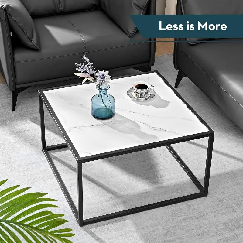 Black Coffee Table Small Square Coffee Tables Simple Modern Center Table for Home Office (27.6 * 27.6 * 15.7Inch)