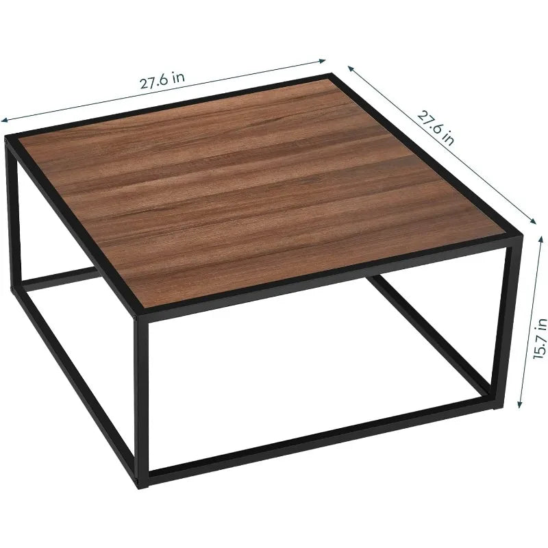 Black Coffee Table Small Square Coffee Tables Simple Modern Center Table for Home Office (27.6 * 27.6 * 15.7Inch)