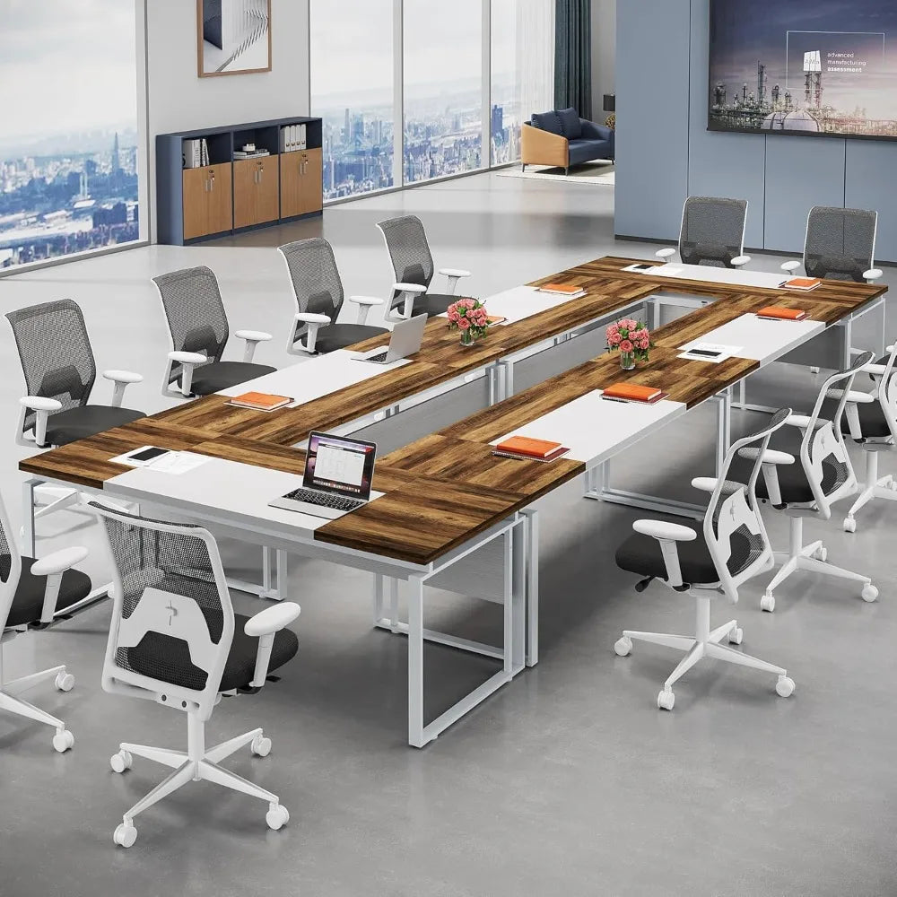 63" Modern Conference Table with Splicing Board, 5FT Meeting Tables for Home Office, Business Training Seminar Table with Styli
