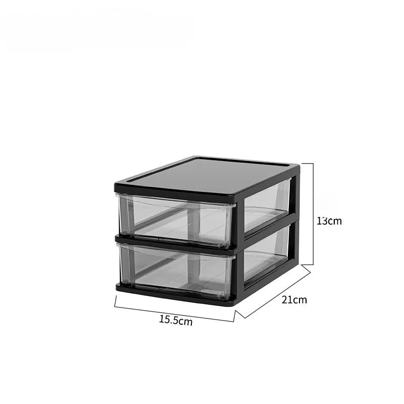 Office Desktop Storage Box, Transparent Drawer Style Cosmetics, Stationery, Student Desk, Raised Japanese Style Bar Storage Box
